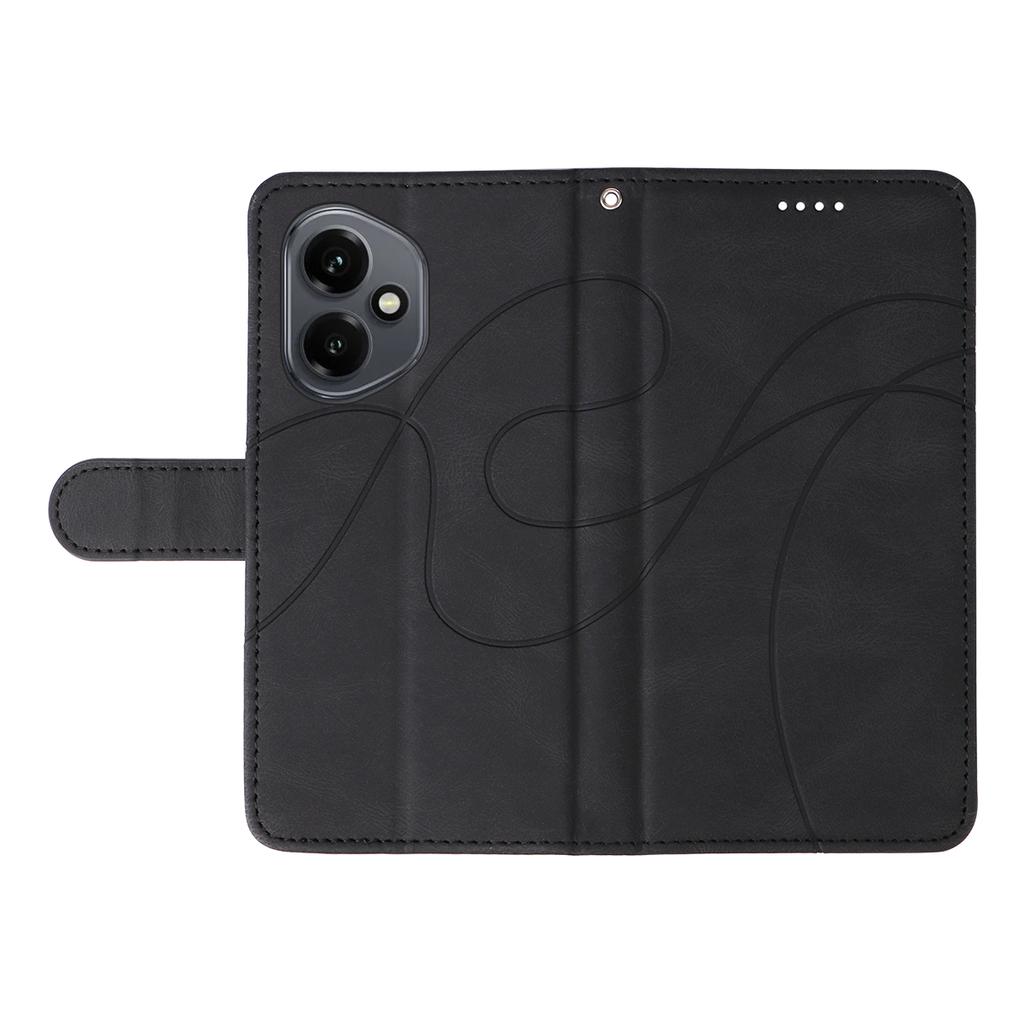 For Honor 400 5G (Global) Wallet Case Leather Phone Cover Stand with Curved Line Design