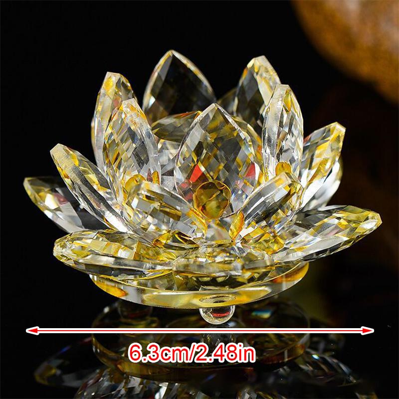 1PC Multi-Colored Glass Home Lotus Decor Exquisite Crystal Lotus Decorations Party Ornament Transparent Table Centerpiece Wedding