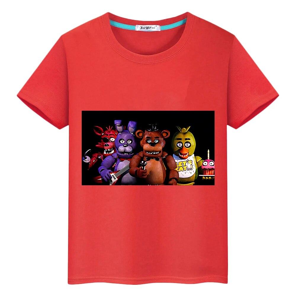 Футболка из 100% хлопка Bear Rabbit Game Kawaii, повседневные футболки с аниме для мальчиков y2k, цельные короткие топы с принтом FNAF, летняя детская одежда для девочек