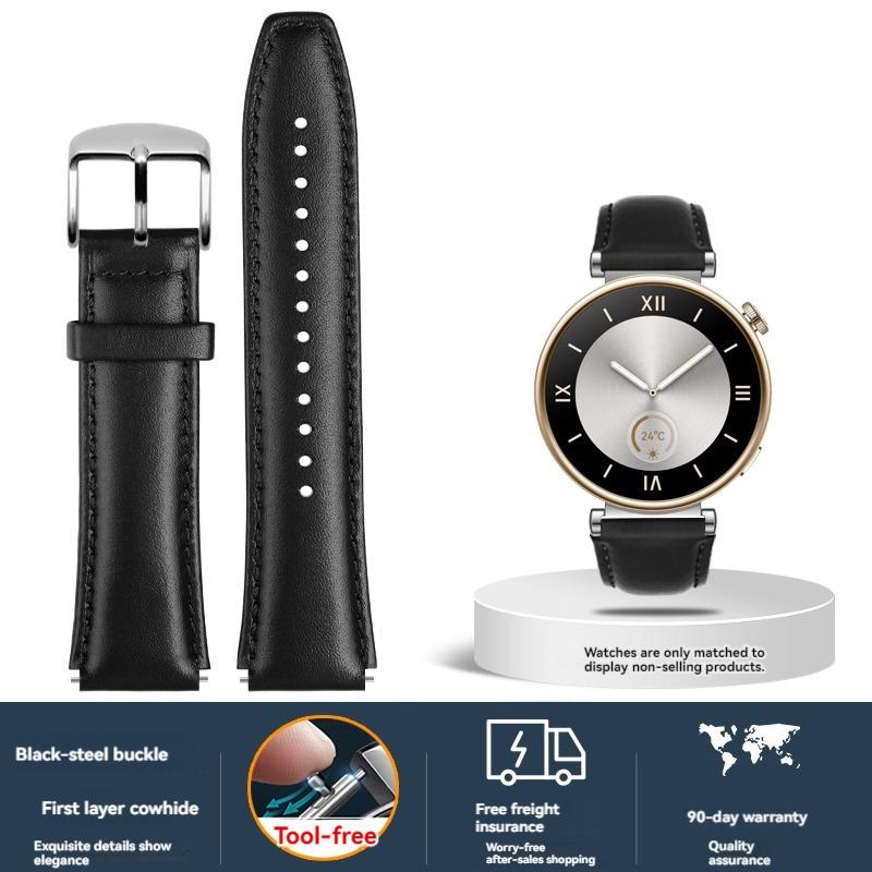For Huawei Watch GT4 strap Calfskin sports watch New Cowhide fashionable 41mm leather replacement wristband accessories 18mm
