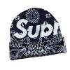[Б/У] Шапка бини Supreme Bandana с большим логотипом темно-синего цвета