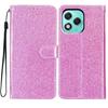 For Honor 400 Lite 5G Wallet Case Glitter Anti-Scratch Leather Stand Phone Cover with Strap