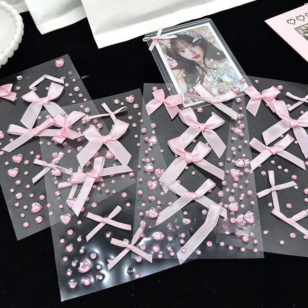 Сделай сам K-pop фото наклейки для декора Розовые наклейки со стразами Для держателя фотокарточек