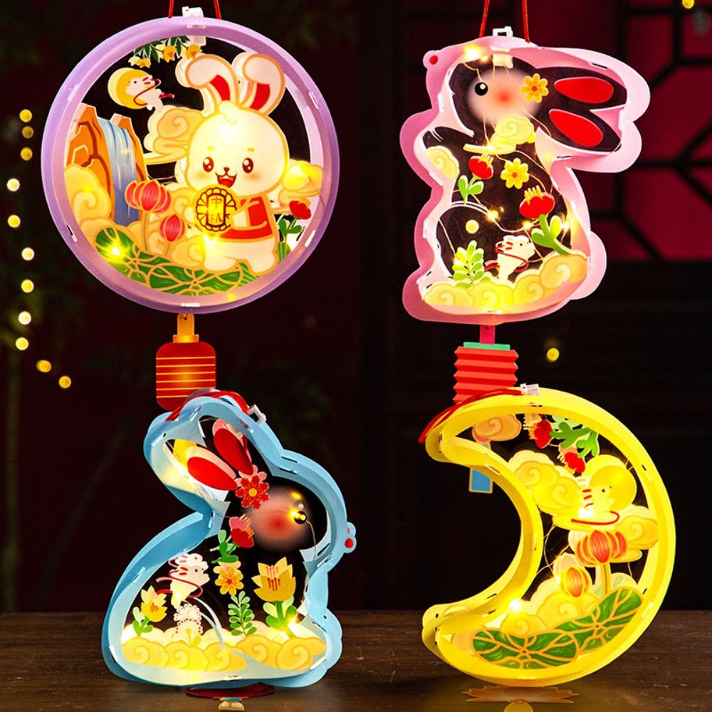 Набор для поделок своими руками Фонарь к Празднику середины осени Прозрачная лампа с мультяшным кроликом Фотореквизит