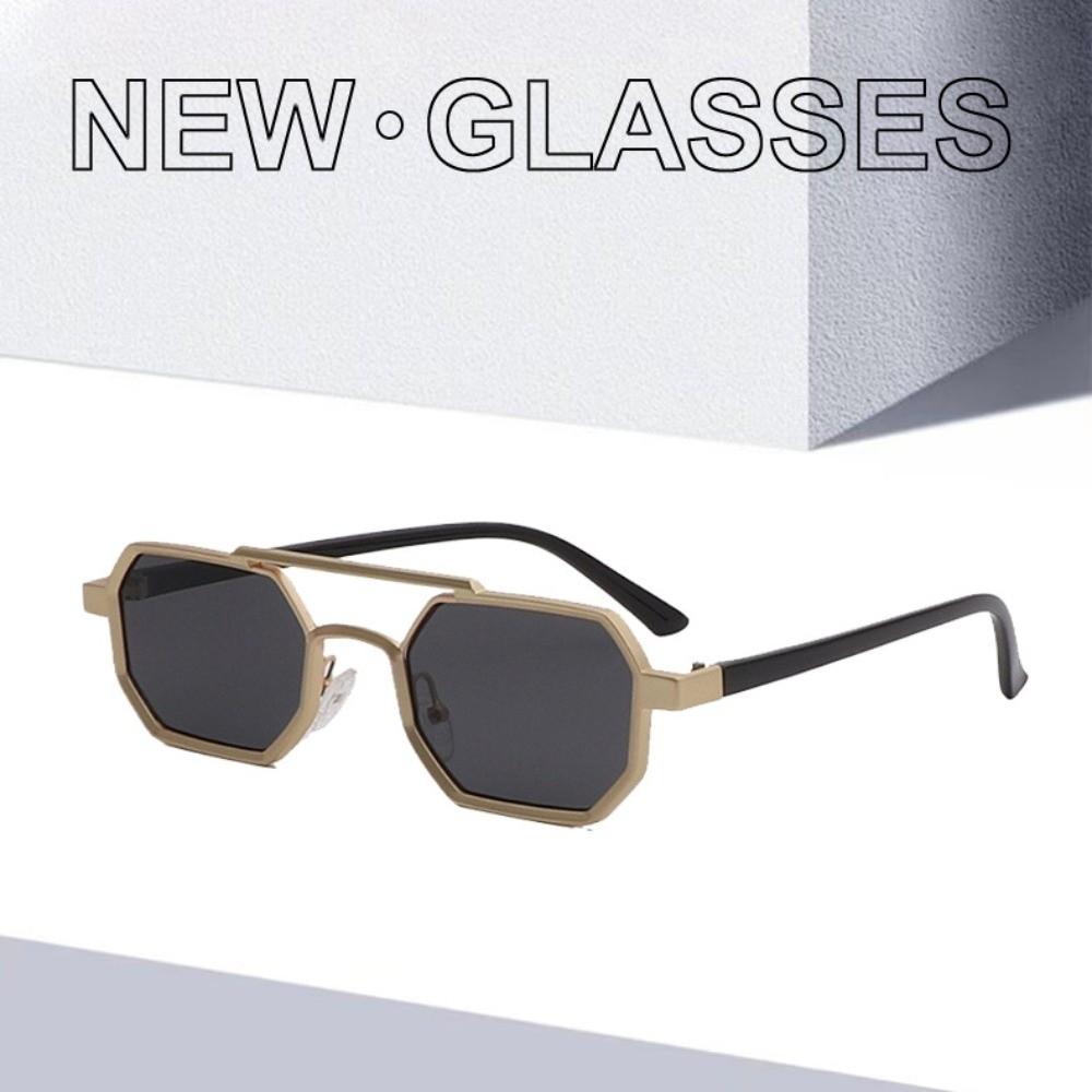 Punk Polygon Sunglasses Large Frame Multicolor Eyewear Fashion Double Beam Sun Glasses  Outdoor