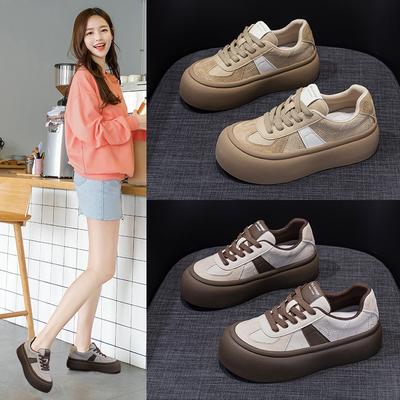 Немецкие кроссовки на платформе женские 2025 осень новинка кожаные удобные спортивные и повседневные кеды классическая расцветка Майяр