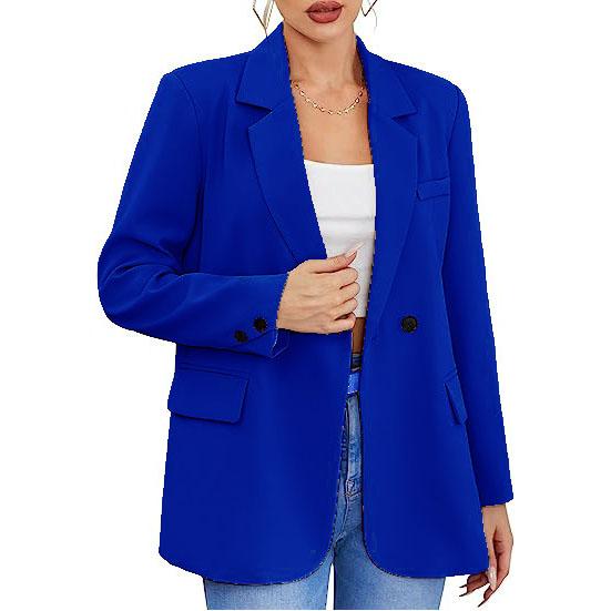 Women Fall Spring Suit Coat Formal Business Style Button Closure Cardigan Solid Color Plus Size Loose Lapel Long Sleeve Pockets OL Commute Jacket