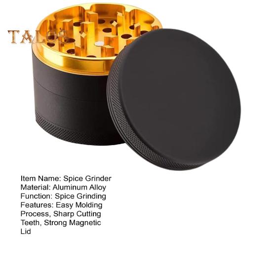 Spice Grinder Manual Food Grade Anti-crack Round Aluminum Alloy Labor-saving Better Tightness Easy Molding Process Sharp Cutting Teeth Strong