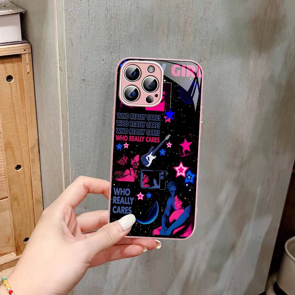 Розово-голубая ТВ-девочка Для IPhone 14 13 12 Mini 11 Pro XS Max X XR 14 Plus Закаленное стекло