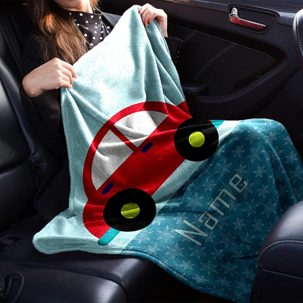 Custom Name Cute Cars Theme Printed Blanket - Perfect for Couch, Bed, Travel & Outdoor Use | Machine Washable, Cozy & Durable.