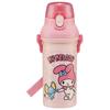 Skater My Melody and Ushirou Sanrio Water Bottle, 480ml, Child-Friendly, Lightweight, Made In Japan, PSB5SANAG-A