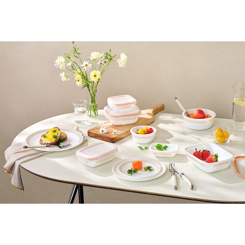 Corelle Jacquard Band Прямоугольный герметичный контейнер для хранения продуктов 5 шт. Можно мыть в посудомоечной машине, можно использовать в духовке Желтый
