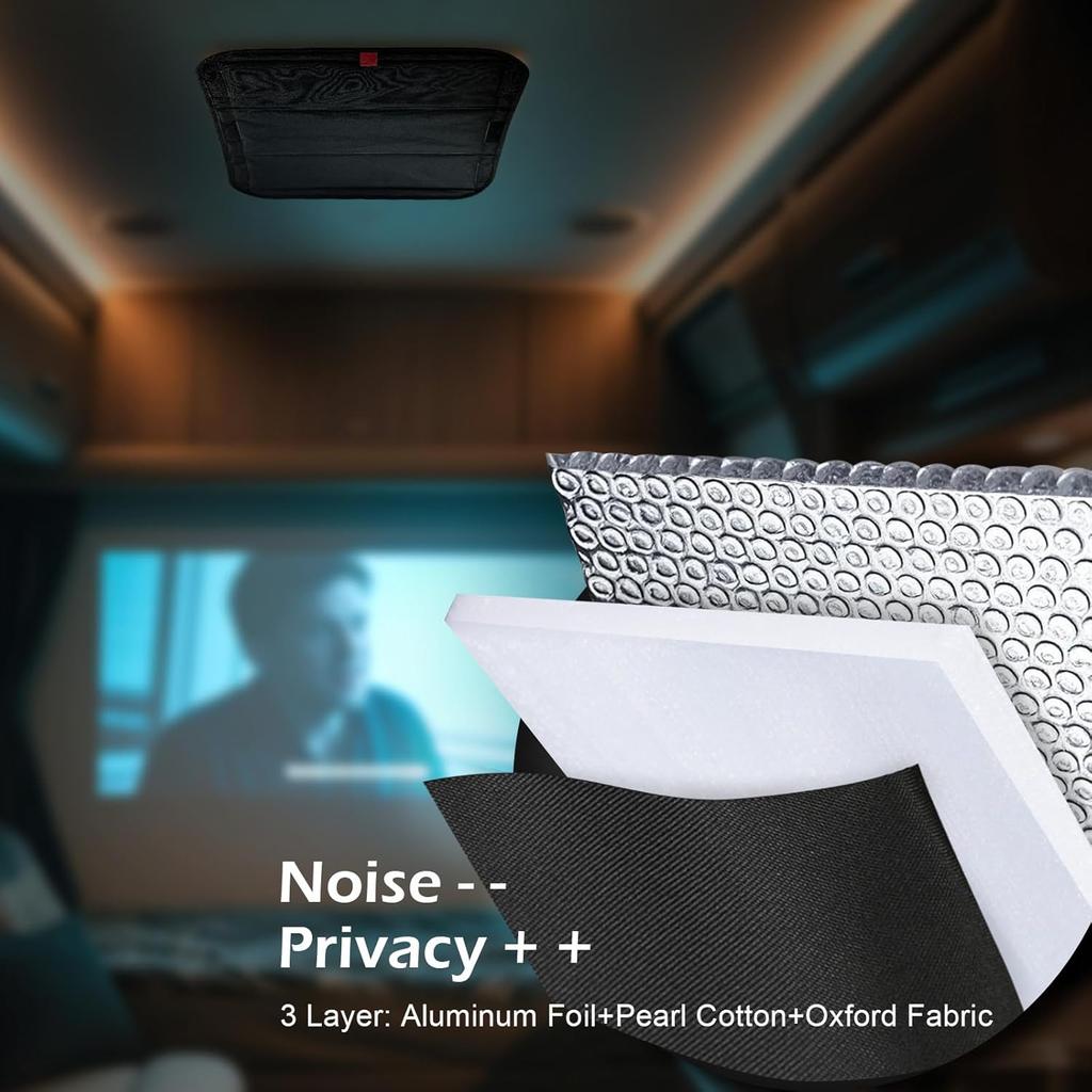 RV Sun Blackout Vent Cover, Reflective Ulation Skylight Window Shade, Roof Ventilation Shield For Motorhome, Sturdy Velcro Attach, 16X16 In Foldable