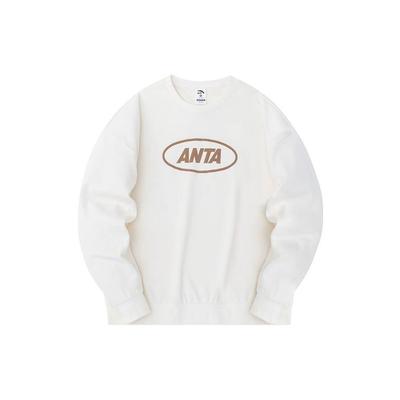 Anta Lifestyle Series Letter Круглый вырез пуловер флисовый свитшот унисекс свитшот бежевый 972338702-1