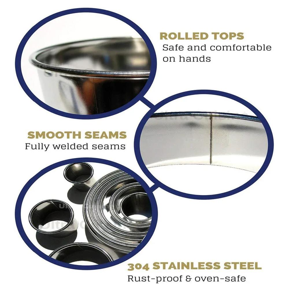 12PCS/Set Stainless Steel Round Cake Mold Baking Mousse Ring Kitchen Cutter DIY Cake Ring Tools Tools Pizza Cooking Cookie