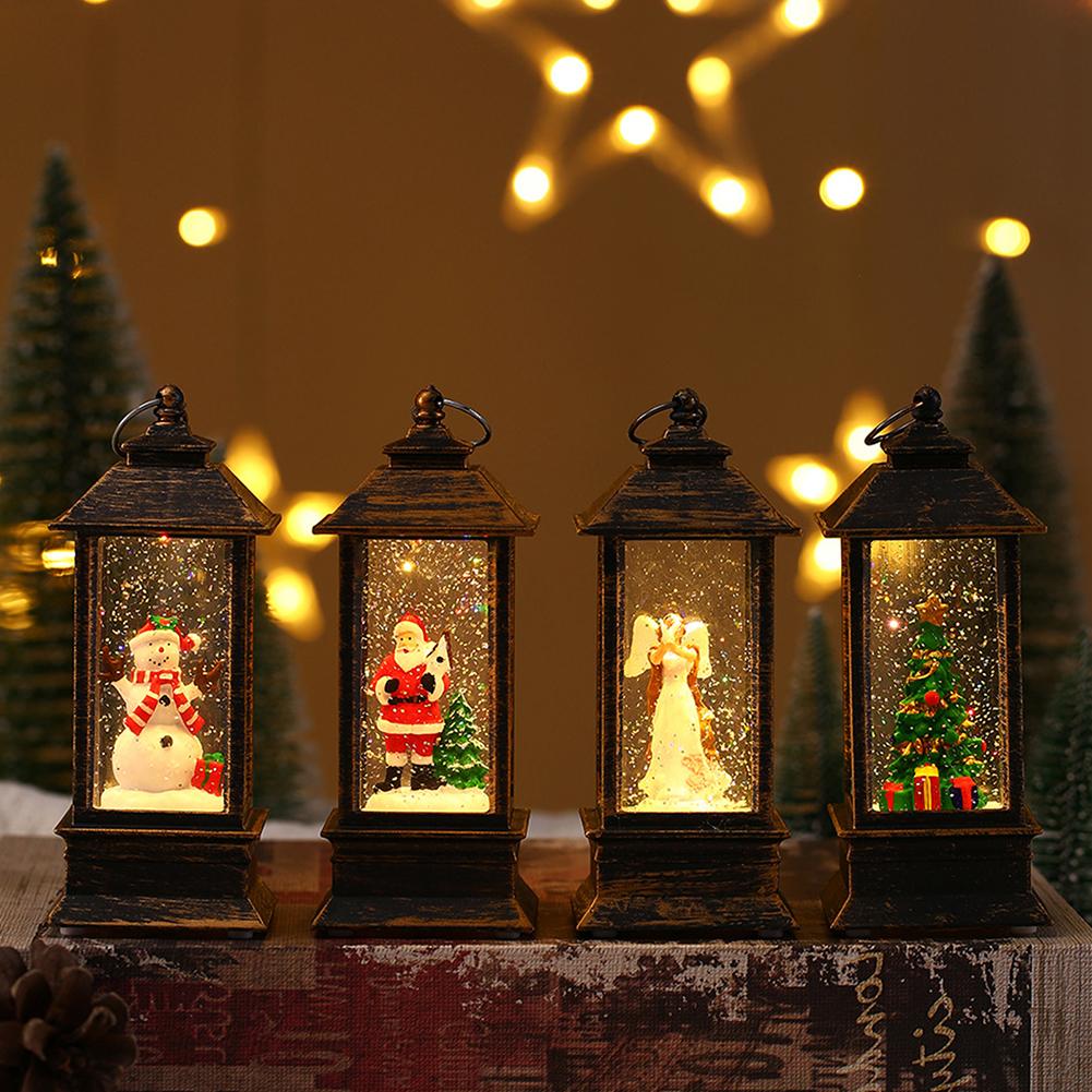Christmas Snow Lantern Telephone Booth Battery Operated With Swirling Glitter 5“ x 2” x 2”for Xmas Home Decoration