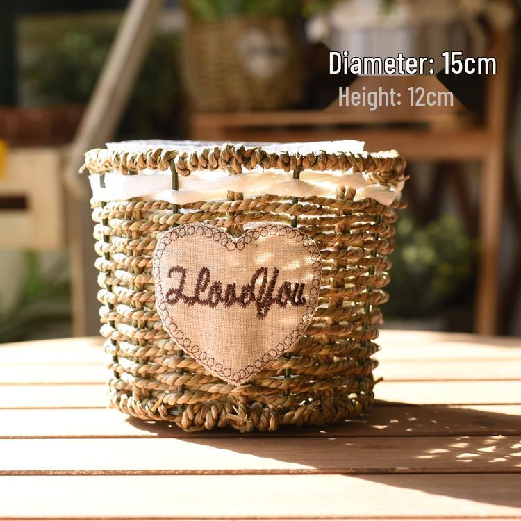 Пасторальная скандинавская плетеная цветочная корзина-сумка для композиций из сухоцветов и горшка с суккулентом