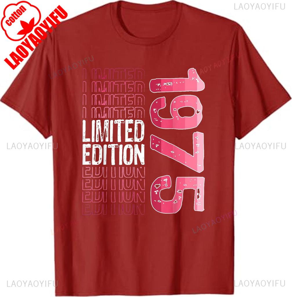 Лимитированная серия Винтажная Ретро Футболка с Днем Рождения 1975 года Толстовка Графические футболки Уличная одежда Повседневный стиль Ropa Hombre Ropa Mujer