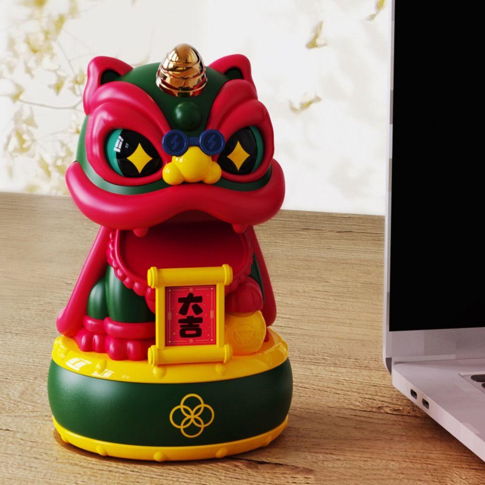 Automatic Nodding Head Desktop Wake Lion Statue Solar Shaking Head Ornament Desktop Mascot