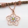 Blue Topaz Peridot Gemstone Rose Gold Necklace 925 Sterling Silver Women Jewelry Pendant With Chain