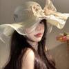 Sweet Cute Lace Edge Straw Hat For Women Spring Summer Bowkont Large Brim Sunshade Caps Foldable Beach Cap Gifts