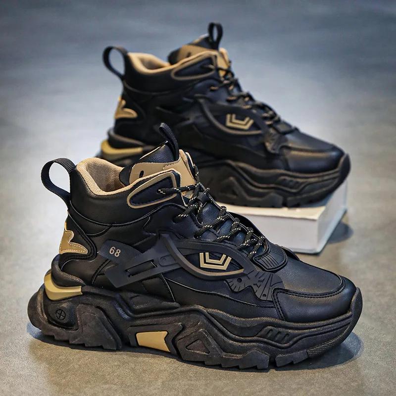 2024 новые дышащие спортивные туфли противоскользящие толстые подошвы универсальные повседневные туфли модные увеличивающие рост мужские кроссовки