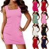 Womens Summer Dress Sleeveless Square Neck Bodycon Dresses For Women Evening Party