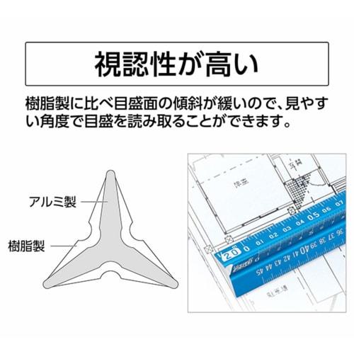 Shinwa Sokutei Aluminum Triangular Scale B-15, 15cm, for Architects, Blue, 74978