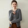 Women's Round Neck Cashmere Cardigan – Soft & Simple, Solid Color, Loose Fit, Fashionable Knit Sweater for Autumn/Winter.
