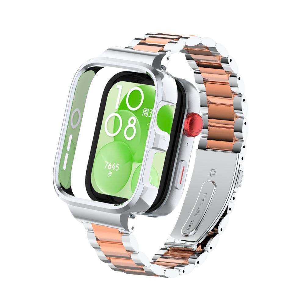 Защитный чехол из нержавеющей стали для смарт-часов Huawei Watch Fit 3, металлический браслет для huawei watch fit3 Band+Protect Cover