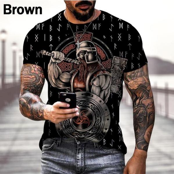 2025 Новая футболка с 3D-принтом Viking Tattoo, модная мужская уличная повседневная крутая футболка с круглым вырезом