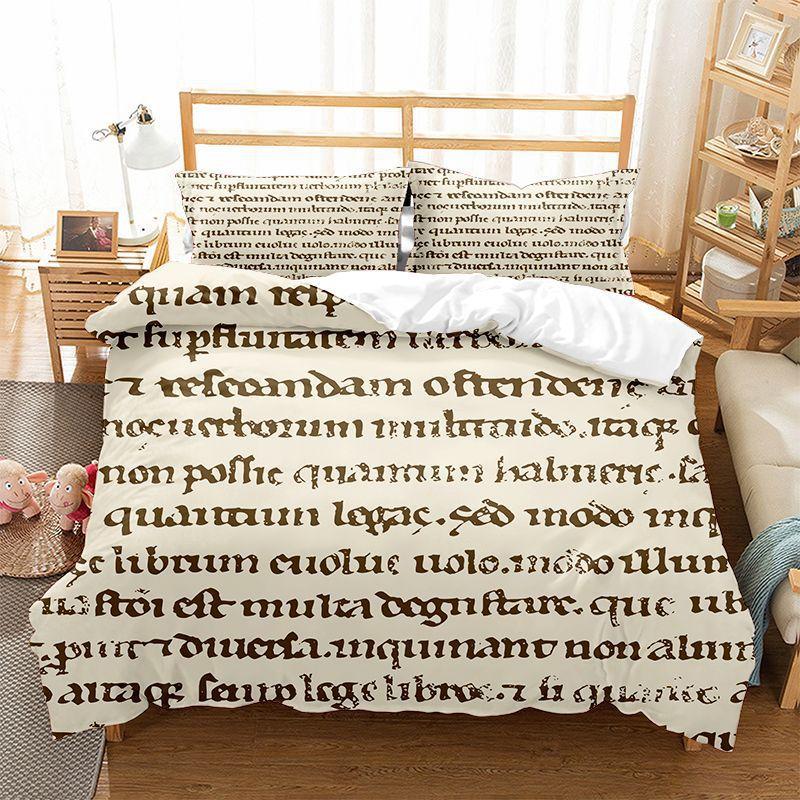 Мягкое Романтичное Английское Постельное Белье Пододеяльник Вдохновляющие Слова Комплект Постельного Белья Квин Для Взрослых Детей Декор Газетное Письмо Покрывало