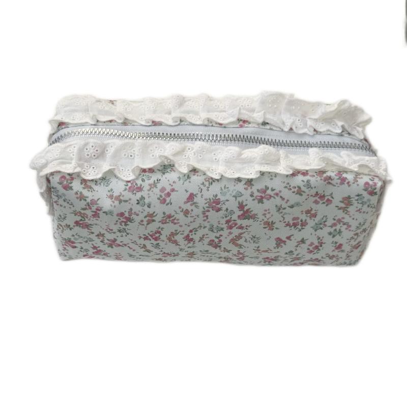 High Quality Lace Floral Pattern Pen Bag Zipper Design Large Capacity Pencil Case Stationery Organizer School Office