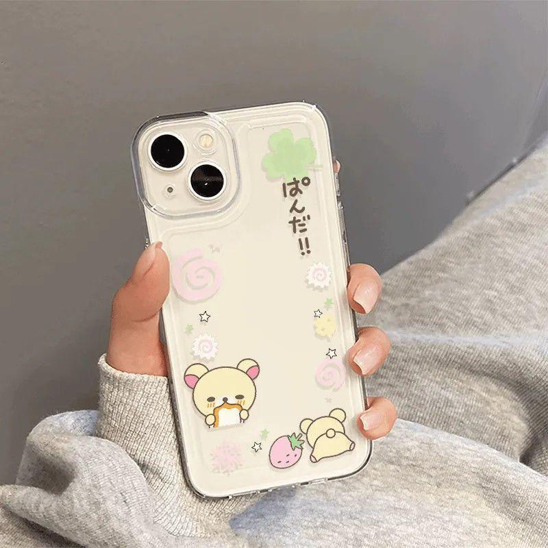 Креативный Клубничный Милый Кавайный Чехол Для Телефона Для iPhone 17 11 12 13 14 15 16 Pro Max Plus Ударопрочный Силиконовый Прозрачный Бампер
