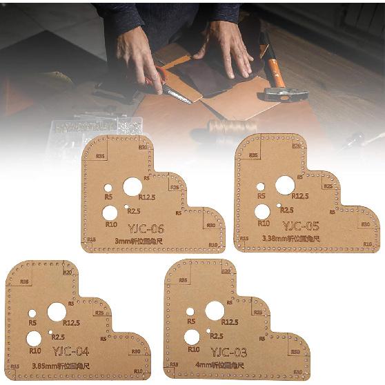 4 шт. Шаблон для круглых углов, Акриловый шаблон для круглых углов из кожи, Вспомогательная режущая линейка-трафарет для изготовления поделок ручной работы