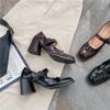 Patent Leather Mary Jane Shoes for Women 2024 Autumn Chunky High Ankle Strap Pumps Woman Thick Bottom Wedding Formal Dress Shoes
