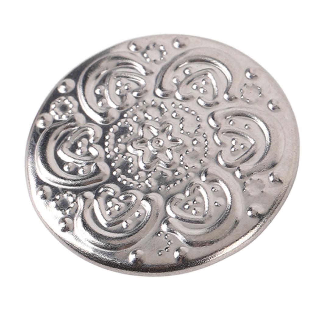 50 шт. шт. шт. пуговицы для брюк, съемные, не пришиваемые, 17 мм, цветочный узор, нержавеющая сталь, серебро с 2x6,5 мм P