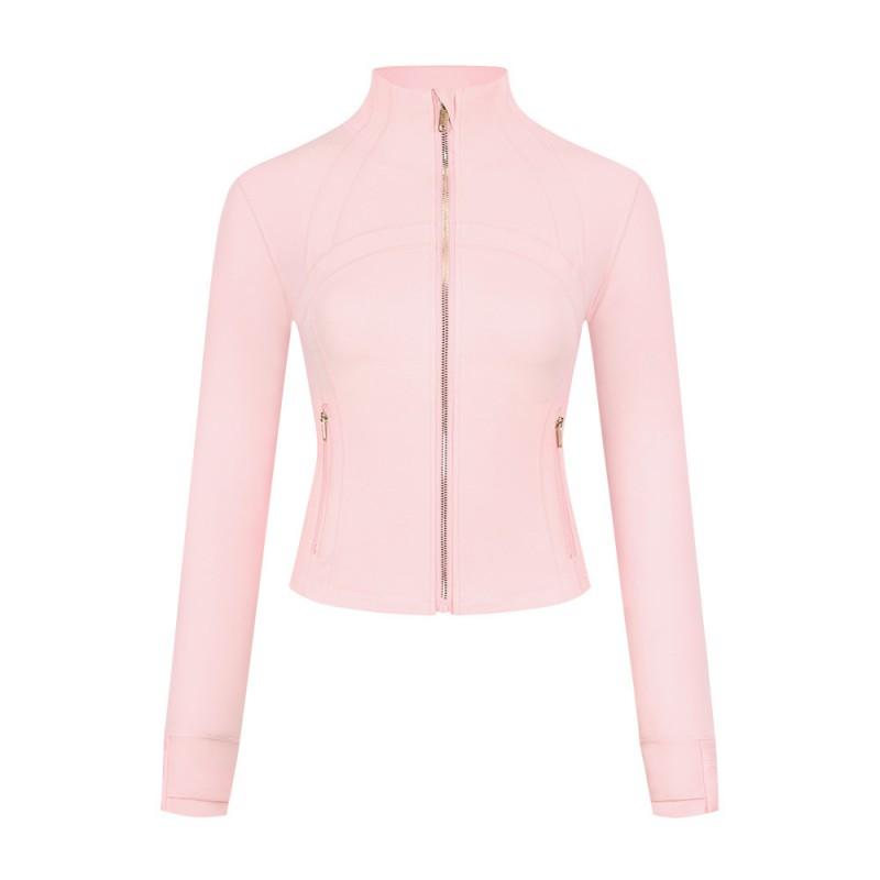 LU Short Stand Collar Jacket Womens Yoga Fitness Breathable Slim Fit Activewear