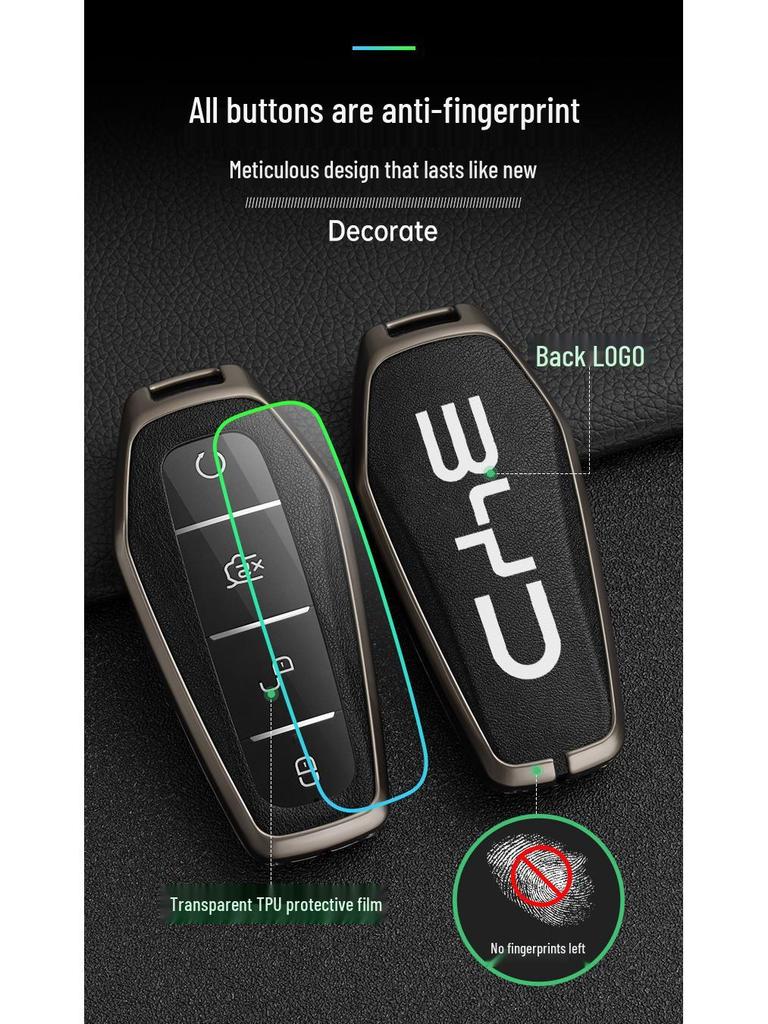 BYD Han Key Case: Compatible with BYD Qin Pro, Song Max, Tang, and Song Plus - Metal Shell Car Key Holder