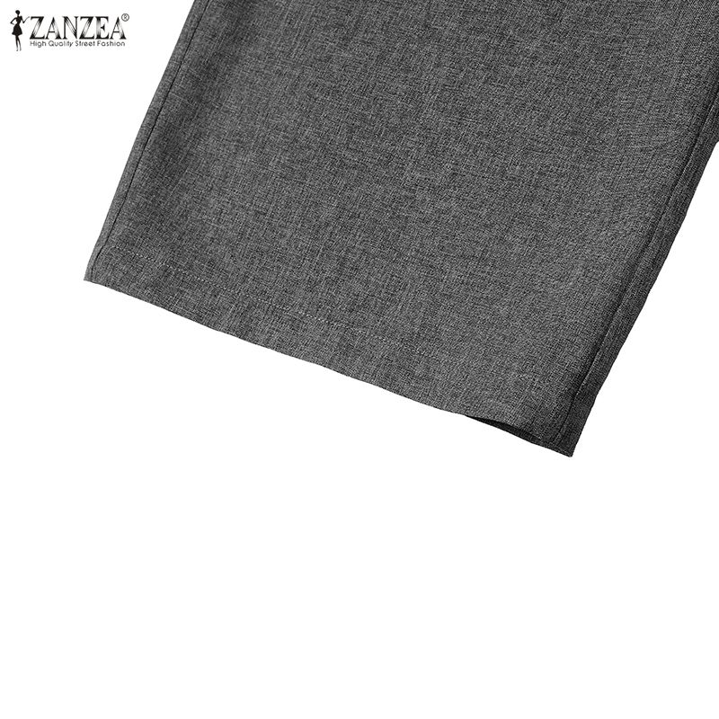 ZANZEA Женские укороченные топы с коротким рукавом и длинные брюки, комплекты из двух предметов