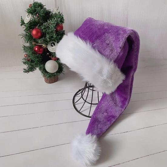 Santa Hat for Adults Unisex Velvet Comfort Extra Thicken Xmas Hat Christmas New Year Festive Party Decorative Holiday Hat