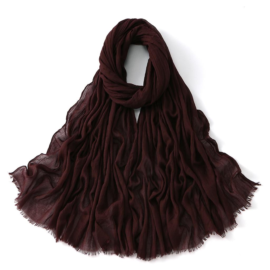 Muslim Cotton Rayon Hijab Solid Color Plain Scarf Women Soft Cotton Viscose Thin Voile Shawl Remove Edge Headscarf Turban
