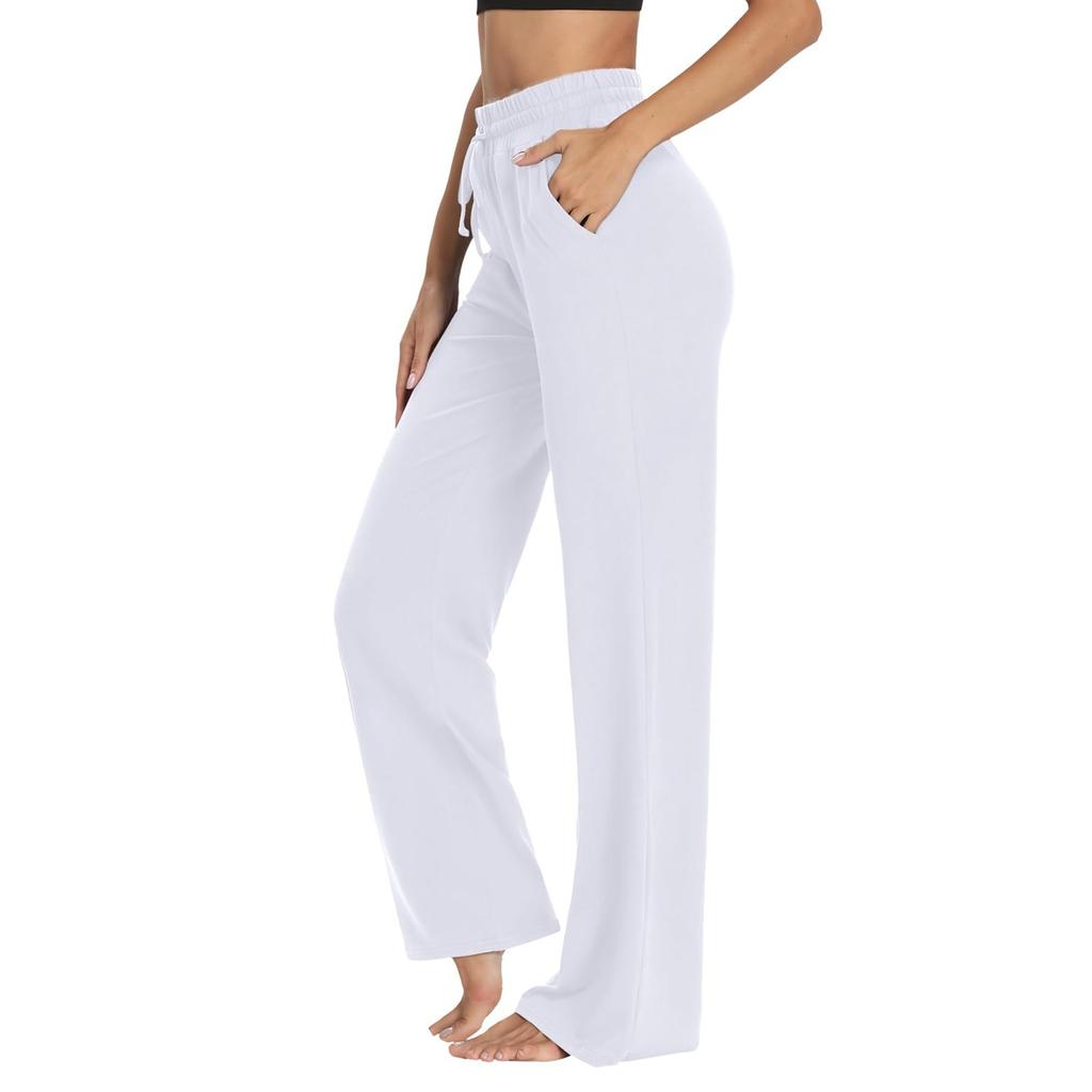 Женские спортивные штаны для йоги, широкие штаны с высокой талией, пижамные штаны, удобные свободные штаны для тренировок с карманами