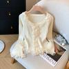 Round Neck Lace Knitted Sweater for Women In Autumn and Winter French Slim Fit Crop Top