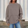 Women's Fashion Oversized Fleece-Lined Long-Sleeve High-Neck Pullover Solid Color Sweatshirt
