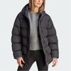 adidas Оригинальная однотонная стеганая хлопковая куртка с микрологотипом, карманом в одну линию, застежкой-молнией и капюшоном, с двумя застежками, женская куртка черного цвета II8467
