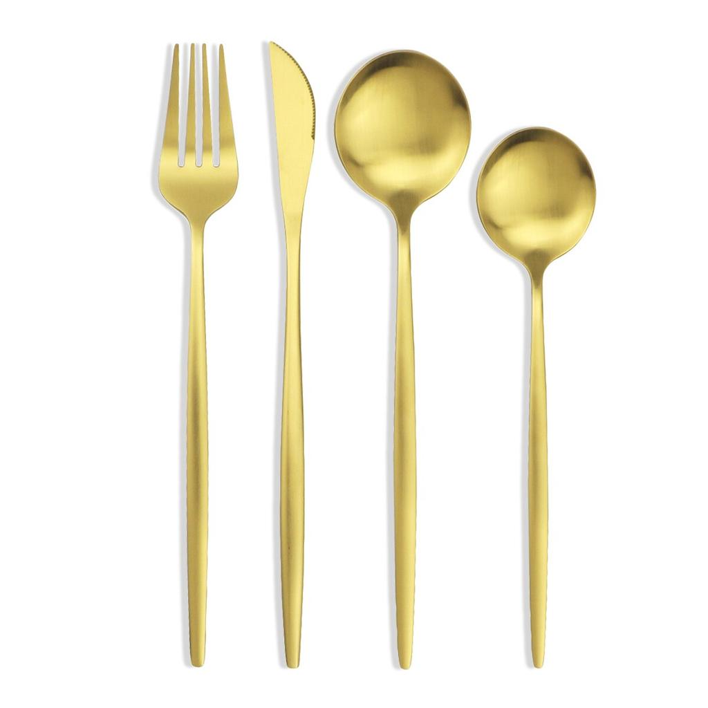 4 шт., черный набор столовых приборов, набор столовых приборов из нержавеющей стали 18/10, нож, вилка, десертная ложка, обеденная посуда, кухонное серебро, набор столовых приборов