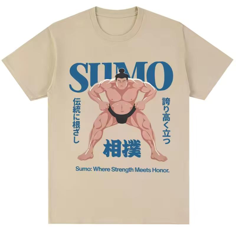 Japanese Style Sumo Wrestling Graphic T shirt Men Women Fashion 90s Vintage T-shirts Oversized Cotton Casual T-shirt Streetwear