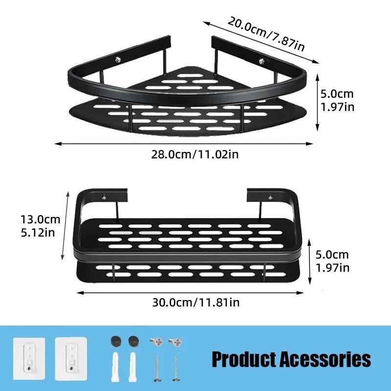 Bathroom Shelf Kitchen Storage Organizer Aluminum Alloy Shampoo Rack Shower Shelf Bathroom Accessories No Drill Shelf