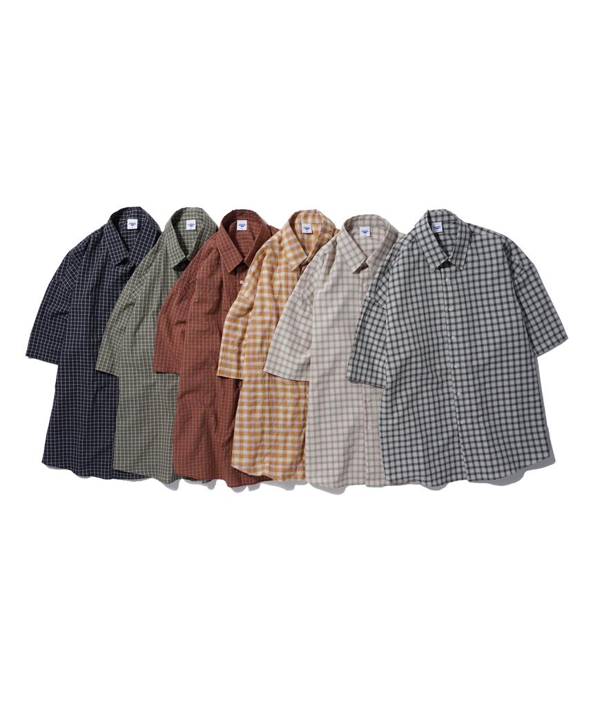 STENDS [M~4Xl] All Day Check Oversized Short Sleeve Shirt_St02 Pink